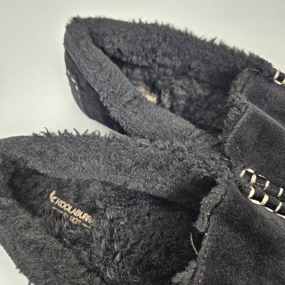 Koolaburra by UGG Youth Riley Shimmer Moccasin Slipper Black 1116742 2 - Picture 3 of 10